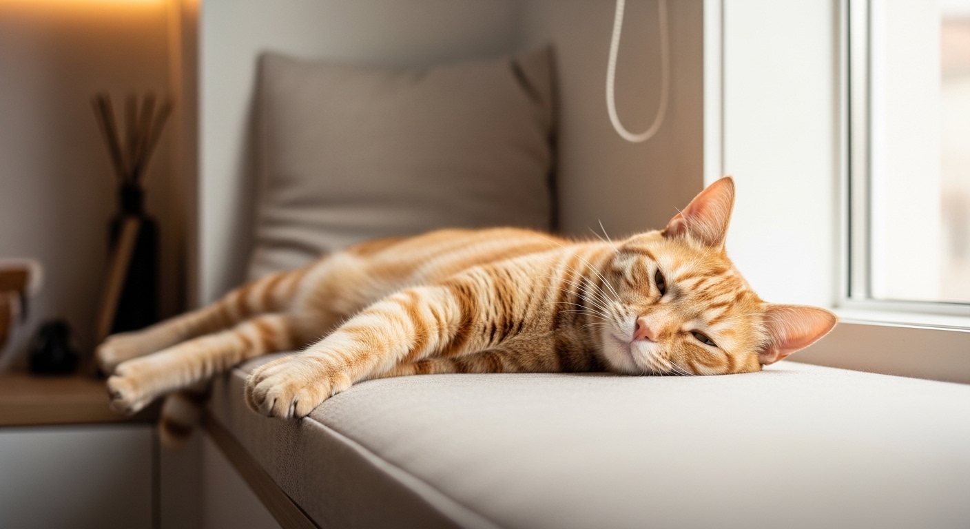 Relaxed cat lounging