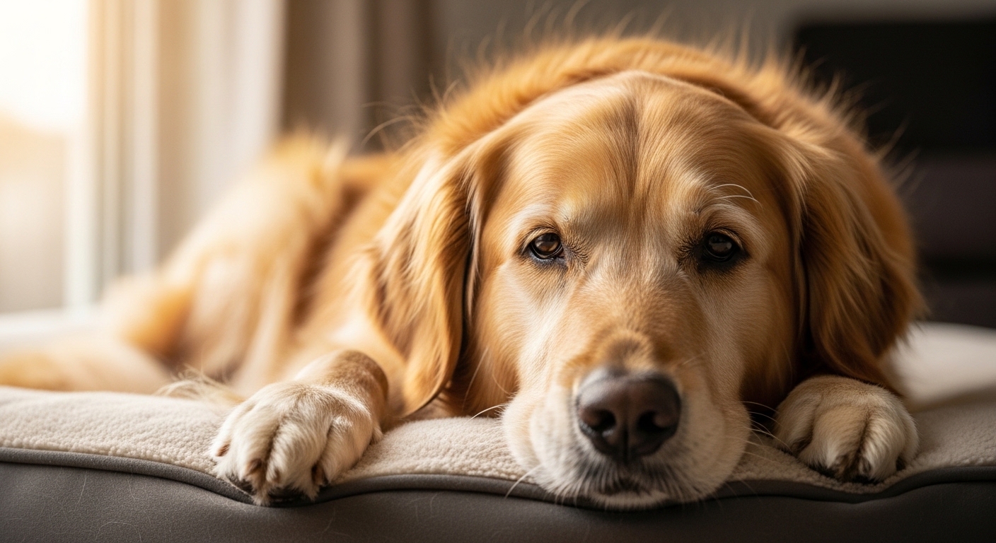 Calm senior dog resting